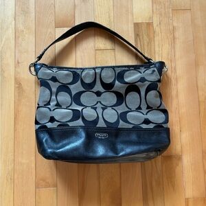 Coach Black and Gray Signature Shoulder Bag